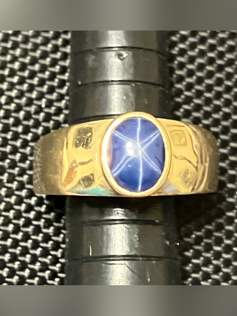 VTG 14k Yellow Gold Men’s Natural Linde Star Sapphire Ring Size 12